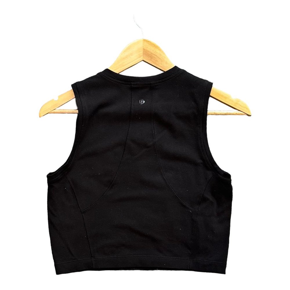 LULULEMON HIGH NECK CROP TANK TOP WOMENS SIZE 8 BLACK YOGA RUNNING PILATES. - Picture 2 of 6